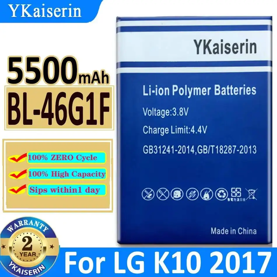Mobile Phone Battery BL-46G1F 5500Mah For LG K10 2017 Version K20 Plus TP260 K425 K428 K430H X400 M-K121K
Mobile Phone Battery BL-46G1F 5500Mah For LG K10 2017 Version K20 Plus TP260 K425 K428 K430H X400 M-K121K