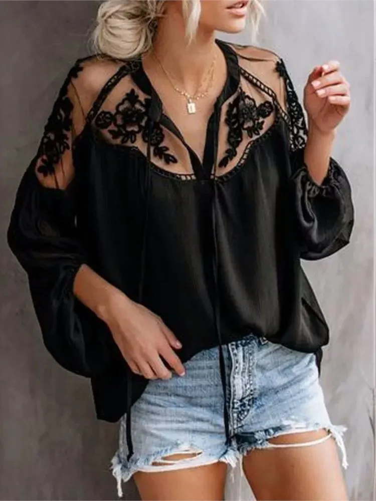 Women White Pullover Shirt Casual Lace Patchwork Casual Loose Black Spring Offcie Lady Chiffon Blouse Tops Fall Blusas Clothing
Women White Pullover Shirt Casual Lace Patchwork Casual Loose Black Spring Offcie Lady Chiffon Blouse Tops Fall Blusas Clothing