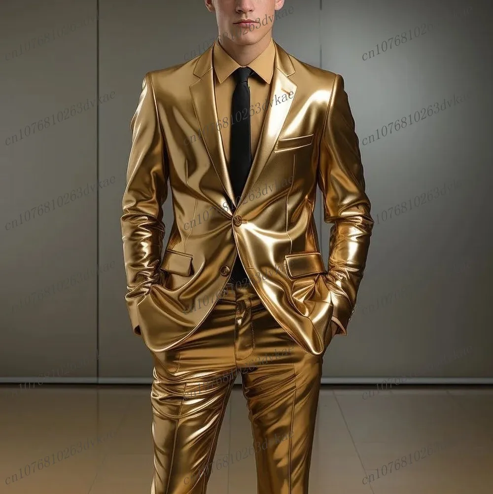 New Gold Leather Men Suit Wedding Party Formal Occasion Groom Groomsman Prom Business Male Tuxedos 2 Piece Set Jacket Pants
New Gold Leather Men Suit Wedding Party Formal Occasion Groom Groomsman Prom Business Male Tuxedos 2 Piece Set Jacket Pants