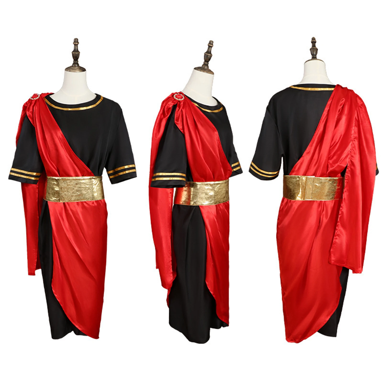 2PCS Men Ancient Roman Greek Toga Costume Set Egyptian Pharaoh Noble Black Robe with Satin Shoulder Sash Gold Waist Belt Outfit
2PCS Men Ancient Roman Greek Toga Costume Set Egyptian Pharaoh Noble Black Robe with Satin Shoulder Sash Gold Waist Belt Outfit