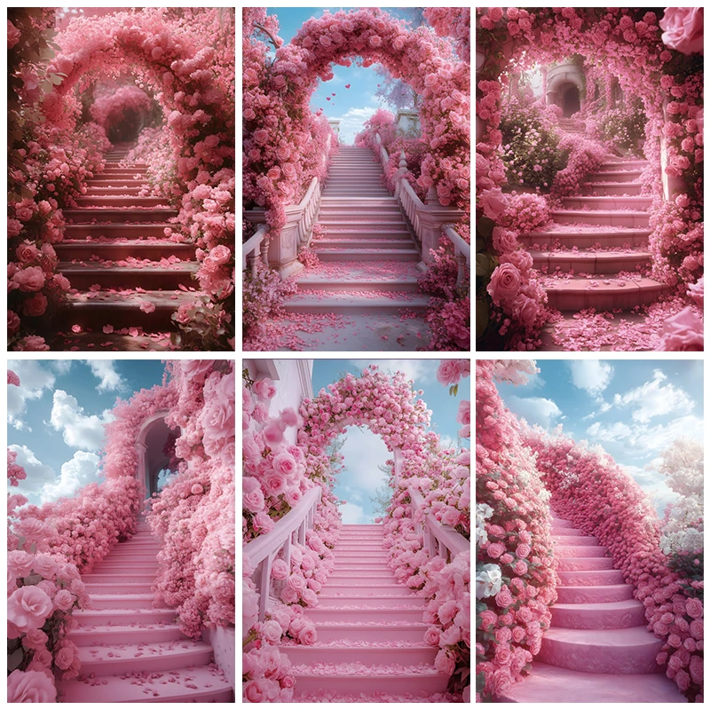 Pink Floral Stairs Photography Backdrop Bridal Shower Wedding Party Art Portrait Valentine's Day Party Background Photo Studio
Pink Floral Stairs Photography Backdrop Bridal Shower Wedding Party Art Portrait Valentine's Day Party Background Photo Studio