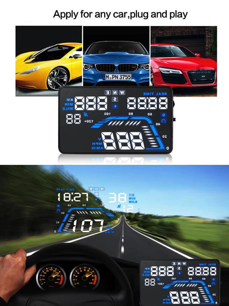 BigBigRoad 5,5-дюймовый автомобильный GPS HUD проекционный дисплей лобовое стекло проектор спутниковое время высота скорости автомобиля одометр и предупреждение
BigBigRoad 5,5-дюймовый автомобильный GPS HUD проекционный дисплей лобовое стекло проектор спутниковое время высота скорости автомобиля одометр и предупреждение