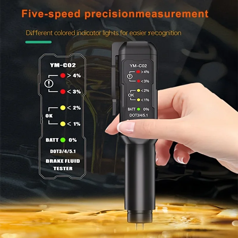 YM-C02 Car Brake Fluid Tester Brake Fluid Testing Pen with 5 LED Automotive Brake Fluid Diagnostic Tools for DOT3.0/4.0/5.1
YM-C02 Car Brake Fluid Tester Brake Fluid Testing Pen with 5 LED Automotive Brake Fluid Diagnostic Tools for DOT3.0/4.0/5.1