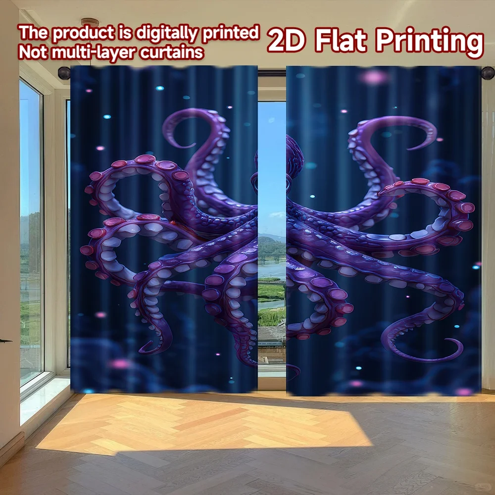 2D flat printing 2pcs Window Curtains Vibrant Purple Octopus Digital Printed Polyester Drapes Party Decorations for Holiday Home
2D flat printing 2pcs Window Curtains Vibrant Purple Octopus Digital Printed Polyester Drapes Party Decorations for Holiday Home
