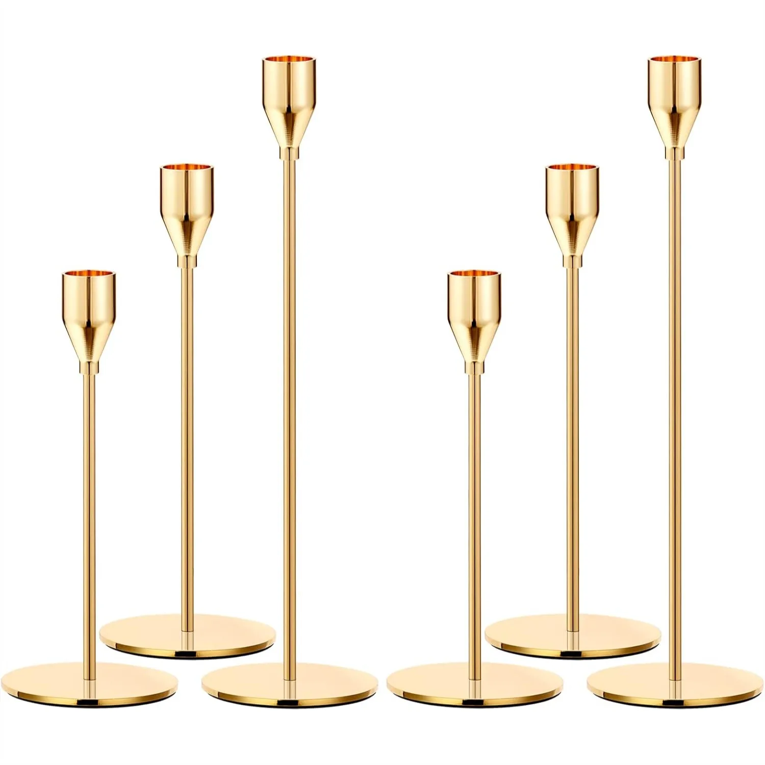 Metal Gold Taper Candle Holder Set of 6 with 3 Sizes, Anti-Rust Design for Wedding Party Home Decor
Metal Gold Taper Candle Holder Set of 6 with 3 Sizes, Anti-Rust Design for Wedding Party Home Decor