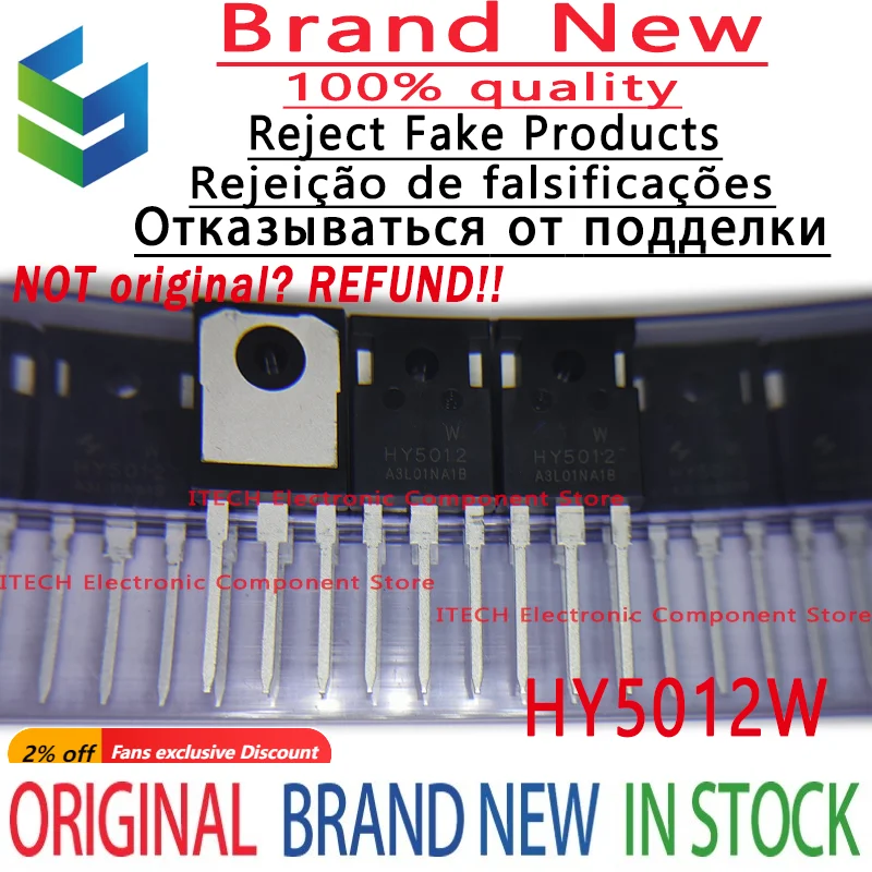 Оригинальный полевой транзистор высокой мощности HY5012W HY5012 TO-247 125 в 100% А новый и подлинный, 10 шт./партия
Оригинальный полевой транзистор высокой мощности HY5012W HY5012 TO-247 125 в 100% А новый и подлинный, 10 шт./партия