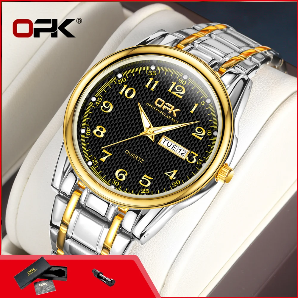 OPK 8110 Quartz Wristwatch for Man Business Waterproof Steel Strap Dual Calendar Luminous Mens Watch Luxury Classic
OPK 8110 Quartz Wristwatch for Man Business Waterproof Steel Strap Dual Calendar Luminous Mens Watch Luxury Classic