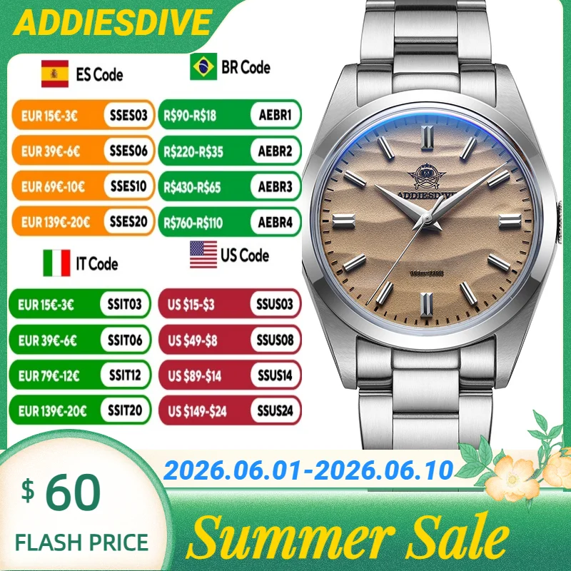 ADDIESDIVE 316L Stainless Steel Bubble Mirror Glass Couple's Quartz Watch 10Bar Waterproof Luxury Fashion Couple's Wristwatches
ADDIESDIVE 316L Stainless Steel Bubble Mirror Glass Couple's Quartz Watch 10Bar Waterproof Luxury Fashion Couple's Wristwatches