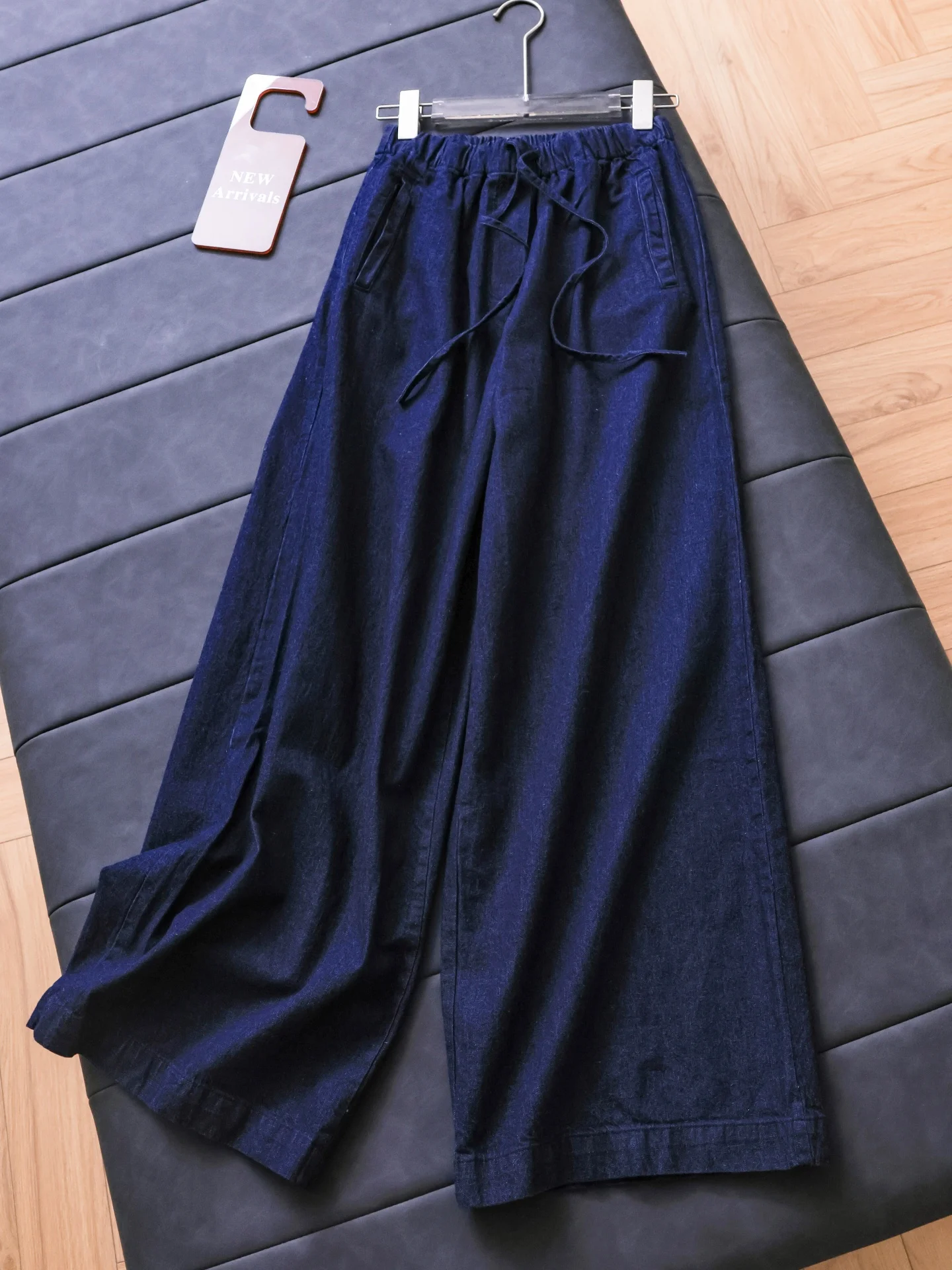 Loose Straight Leg Jeans Deep Blue Drawstring Elastic Waist Thin Floor-Length Women's Jeans Casual Cotton Blend Fabric
Loose Straight Leg Jeans Deep Blue Drawstring Elastic Waist Thin Floor-Length Women's Jeans Casual Cotton Blend Fabric