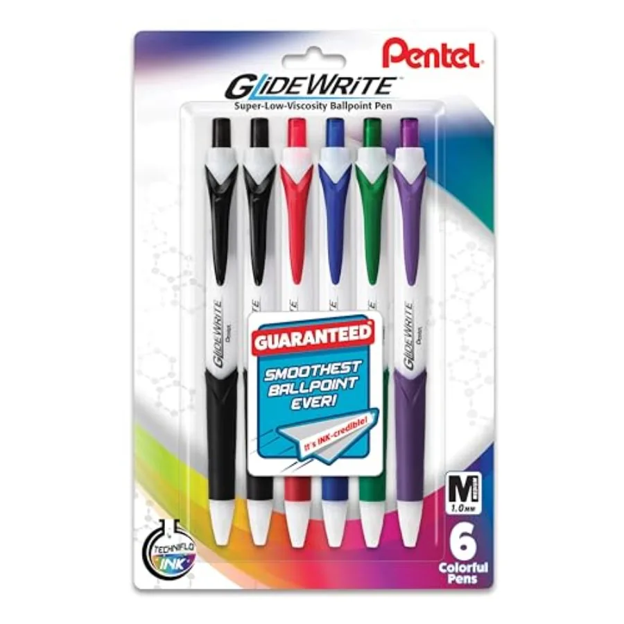 GlideWrite Ballpoint Pen with TechniFlo Ink, 1.0mm Medium Line, Assorted Ink, Pack of 6 (BX910BP6M1)
GlideWrite Ballpoint Pen with TechniFlo Ink, 1.0mm Medium Line, Assorted Ink, Pack of 6 (BX910BP6M1)