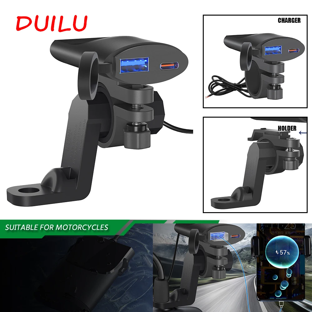 12V-24V Motorcycle USB Charger Type-C +A Waterproof QC3.0 Fast Charger Socket Adapter Handlebar Mounting Bracket Power Socket
12V-24V Motorcycle USB Charger Type-C +A Waterproof QC3.0 Fast Charger Socket Adapter Handlebar Mounting Bracket Power Socket