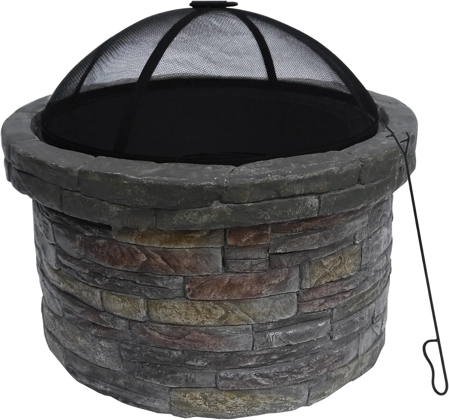 26.5 in. Round Decorative Faux Slate Stone Outdoor Wood Burning Fire Pit with Spark Screen
26.5 in. Round Decorative Faux Slate Stone Outdoor Wood Burning Fire Pit with Spark Screen