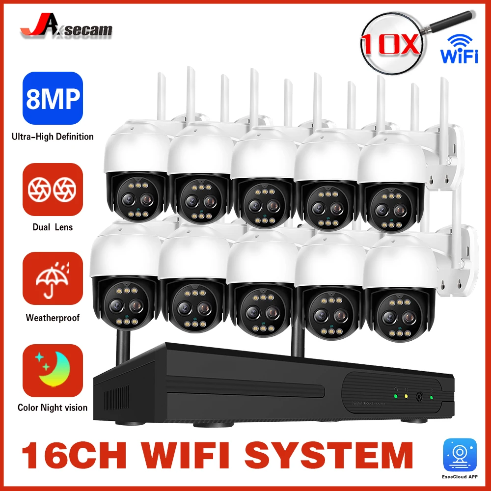 Wireless CCTV System 16CH NVR 4K 8MP Color Night Vision Video Surveillance Set WiFi Nvr Kit Cctv Outdoor Ip66 10X Zoom Cameras
Wireless CCTV System 16CH NVR 4K 8MP Color Night Vision Video Surveillance Set WiFi Nvr Kit Cctv Outdoor Ip66 10X Zoom Cameras