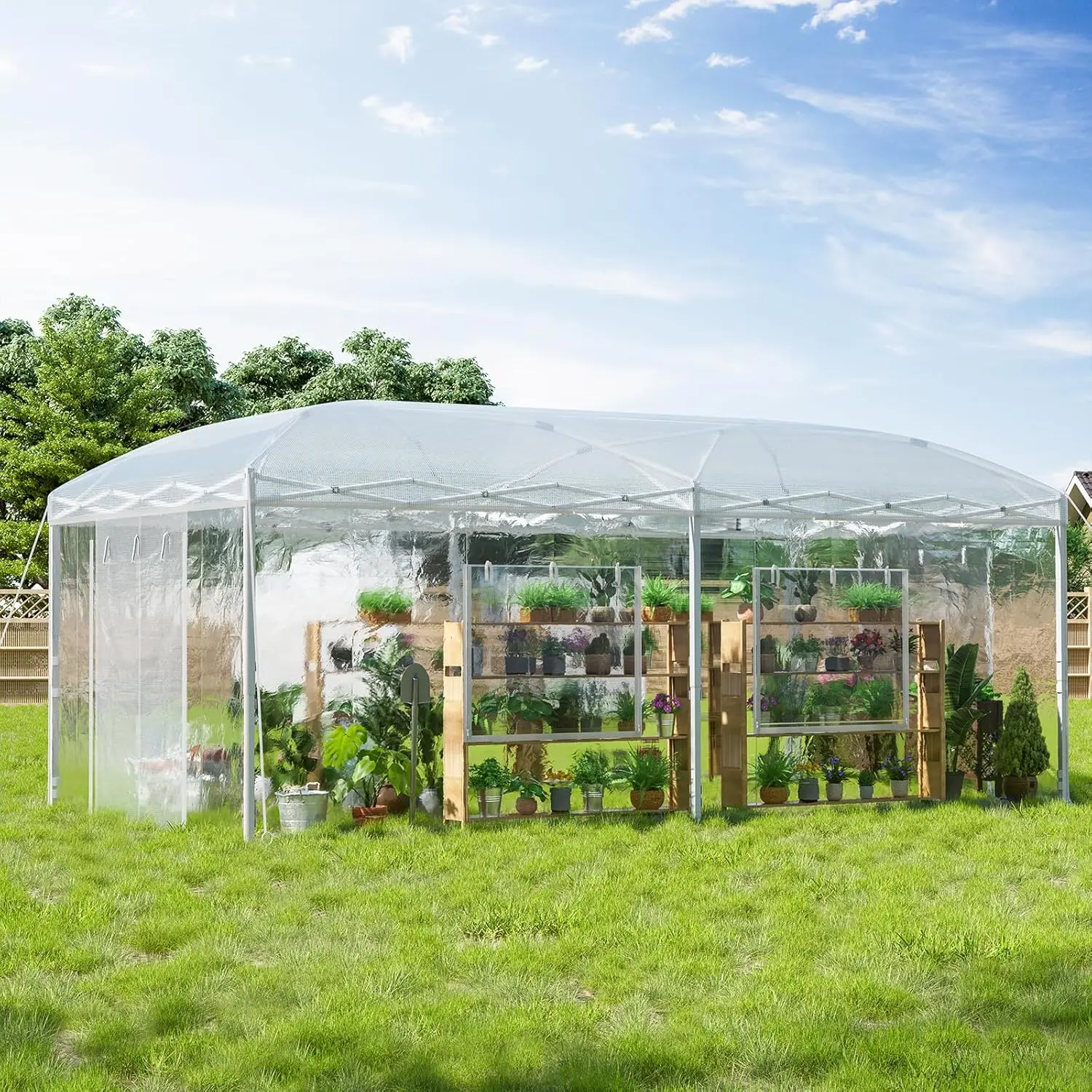 19.2×10×8.5 FT Pop-up Greenhouses for Outdoors Indoor with Adjustable Strong Frame, Movable Walk in Greenhouse, Customized
19.2×10×8.5 FT Pop-up Greenhouses for Outdoors Indoor with Adjustable Strong Frame, Movable Walk in Greenhouse, Customized