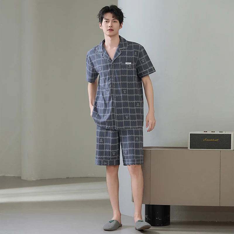 Plus Size L-5XL Summer Men Knited Cotton Short Sleeve Pajamas Set Male Turn-down Collar Sleepwear
Plus Size L-5XL Summer Men Knited Cotton Short Sleeve Pajamas Set Male Turn-down Collar Sleepwear