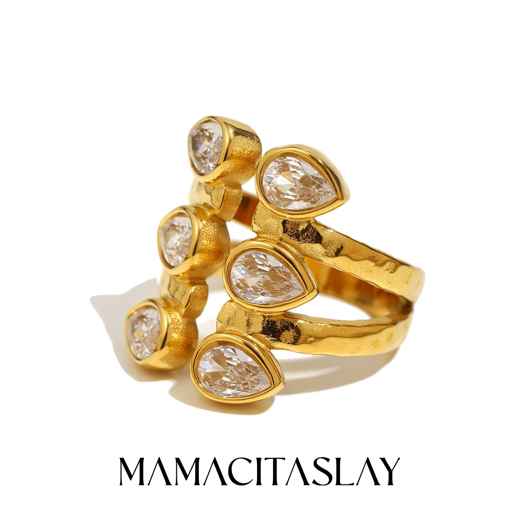 MamacitaSlay 316L Stainless Steel Zircon Multilayer Open Ring Party Waterproof Jewelry Women's Charm Ring 2025 High Quality Gift 
MamacitaSlay 316L Stainless Steel Zircon Multilayer Open Ring Party Waterproof Jewelry Women's Charm Ring 2025 High Quality Gift