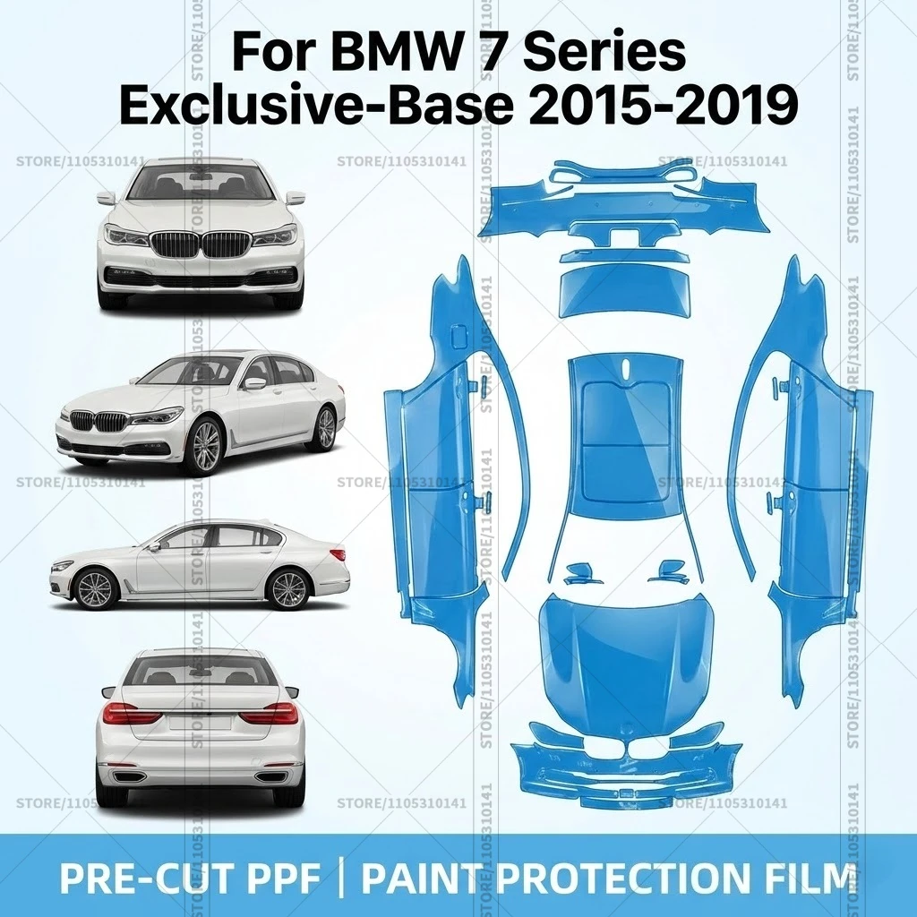 Для BMW 7 серии Exclusive-Base 2015-2019: Предварительно вырезанная прозрачная защитная пленка PPF для автомобиля, полный комплект для всего кузова
Для BMW 7 серии Exclusive-Base 2015-2019: Предварительно вырезанная прозрачная защитная пленка PPF для автомобиля, полный комплект для всего кузова