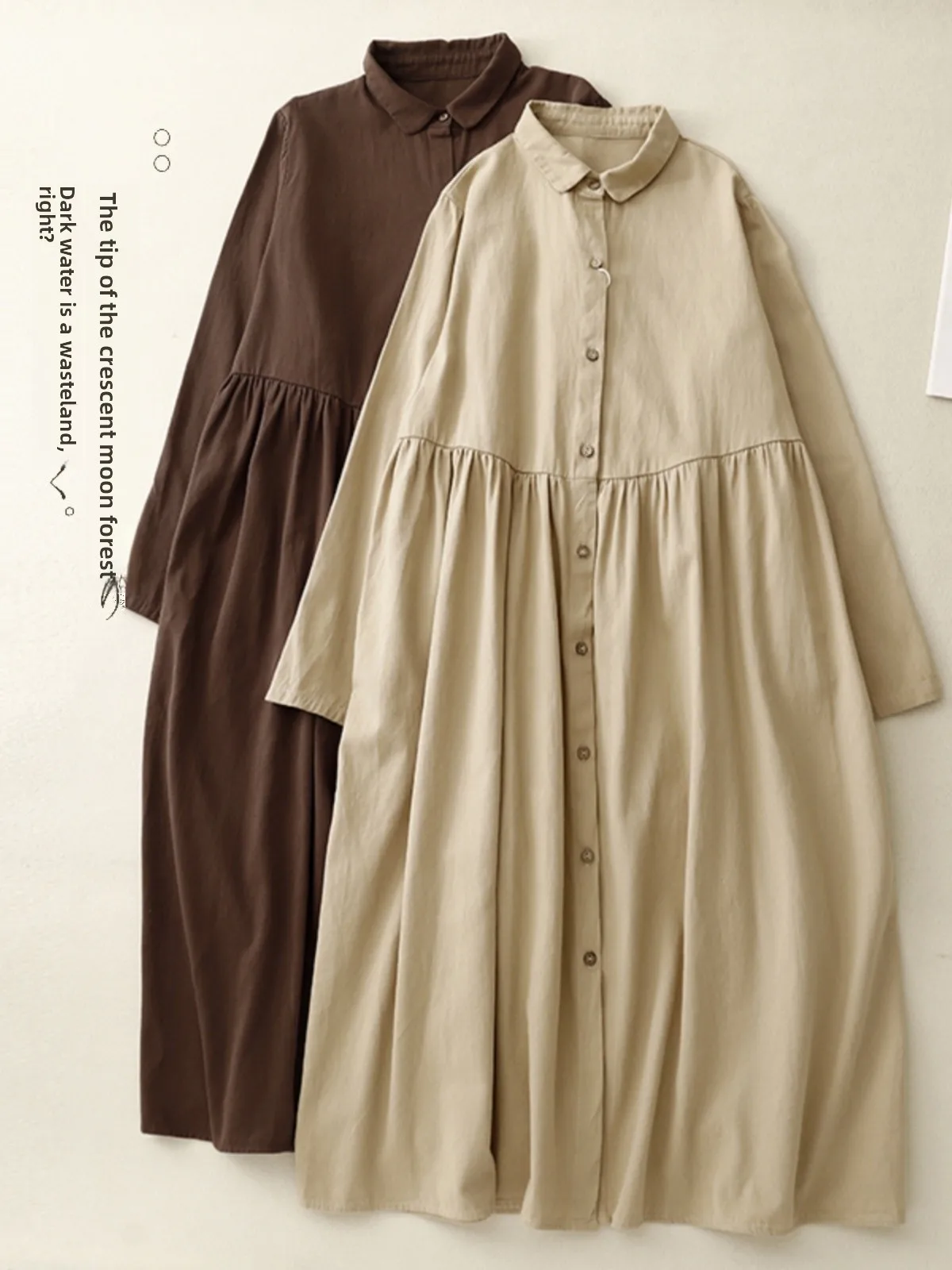 Loose Midi Dress Small Collar Japanese Style Artistic Meat Covering Casual Commute Style A-Line Long Sleeve Collar Dress
Loose Midi Dress Small Collar Japanese Style Artistic Meat Covering Casual Commute Style A-Line Long Sleeve Collar Dress