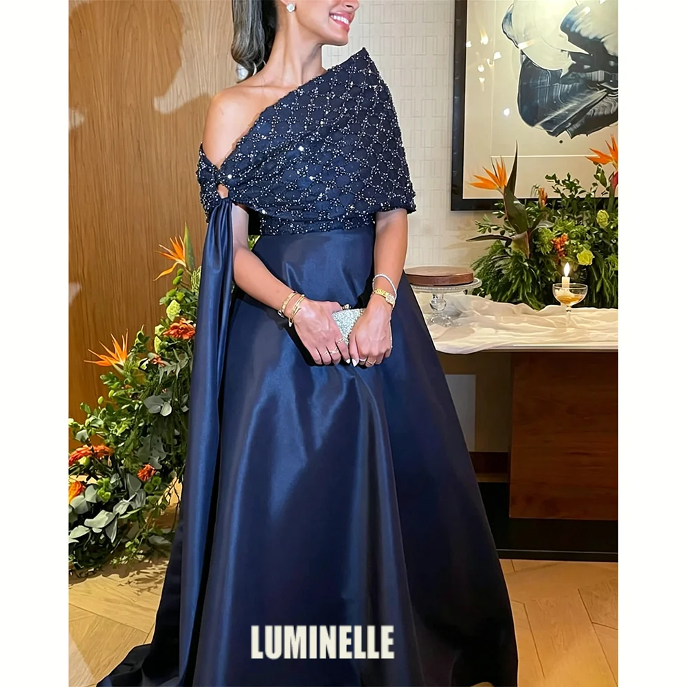 Luxurious Line A Evening Dress Dark Blue Bead Embroidery Fabric Special Occasion Dresses Robes De Cocktail Gowns Customized
Luxurious Line A Evening Dress Dark Blue Bead Embroidery Fabric Special Occasion Dresses Robes De Cocktail Gowns Customized
