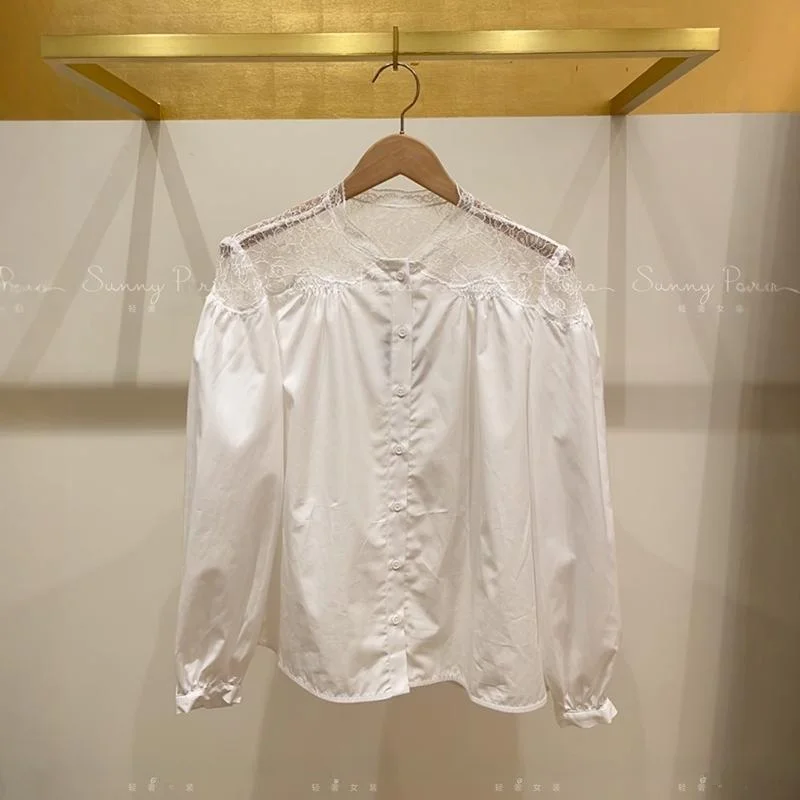 Autumn Winter Mj Fashion Lace Splicing Shoulder Bared Collar Long Sleeve Pure Cotton Shirt Top Women's Premium Clothing
Autumn Winter Mj Fashion Lace Splicing Shoulder Bared Collar Long Sleeve Pure Cotton Shirt Top Women's Premium Clothing