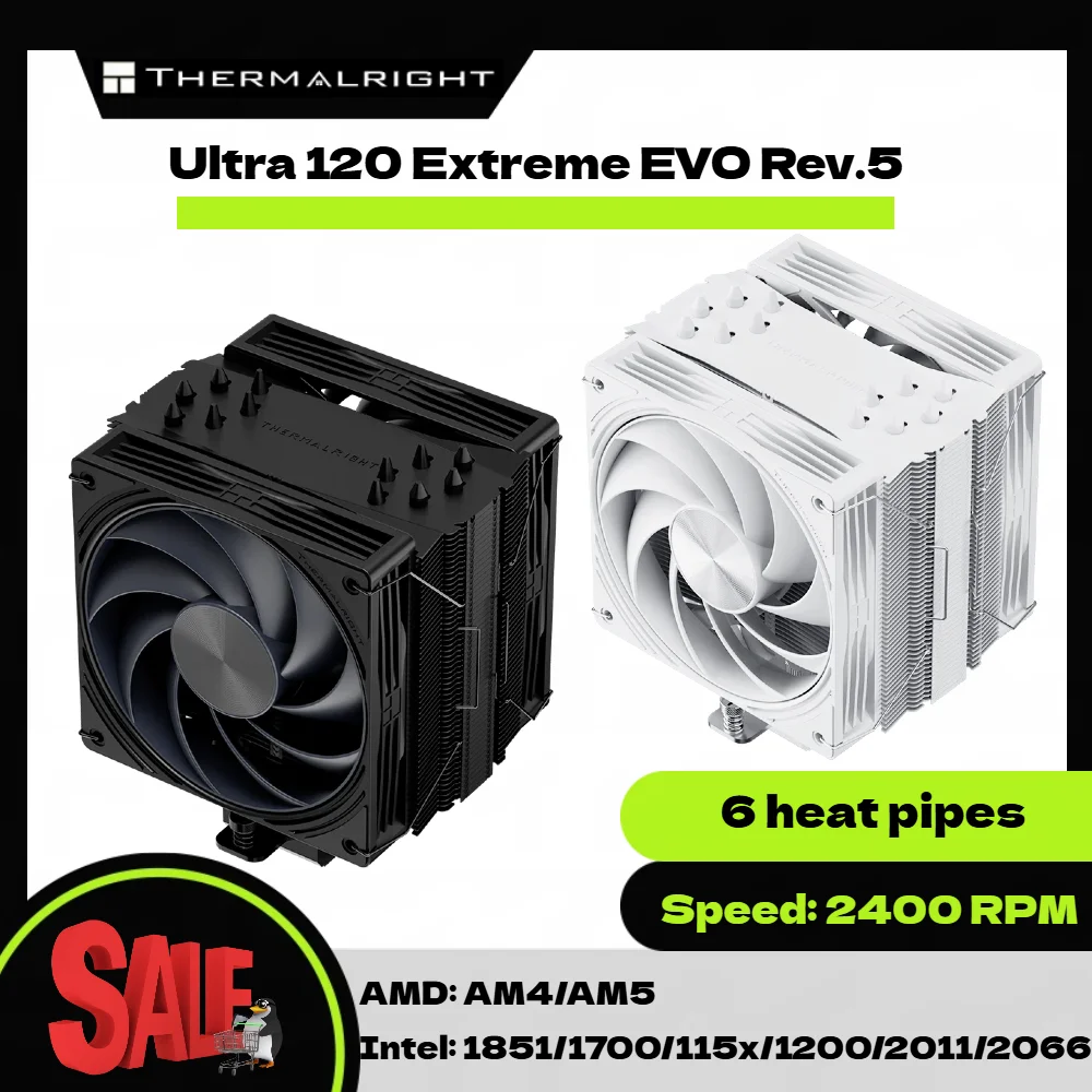 Thermalright Ultra 120 Extreme EVO Rev.5 CPU Air Cooler, LCP Glass Fiber Fan Blades/AGHP 5.0 Heat Pipe for LGA1851/1700/AM5
Thermalright Ultra 120 Extreme EVO Rev.5 CPU Air Cooler, LCP Glass Fiber Fan Blades/AGHP 5.0 Heat Pipe for LGA1851/1700/AM5