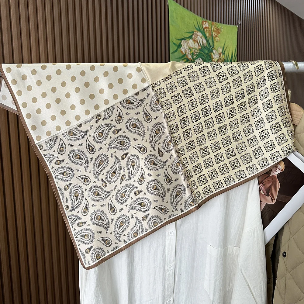 Новый стильный шелковый шарф 65 см с четырьмя сетками, женская модная солнцезащитная шаль, универсальный шелковый платок высокого качества 
Новый стильный шелковый шарф 65 см с четырьмя сетками, женская модная солнцезащитная шаль, универсальный шелковый платок высокого качества