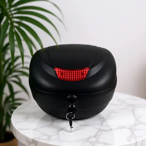 Motorcycle Top Case Plastic Rainproof Reflective Design Spacious Capacity Easy Install Motorcycle Tail Box Luggage Carrier