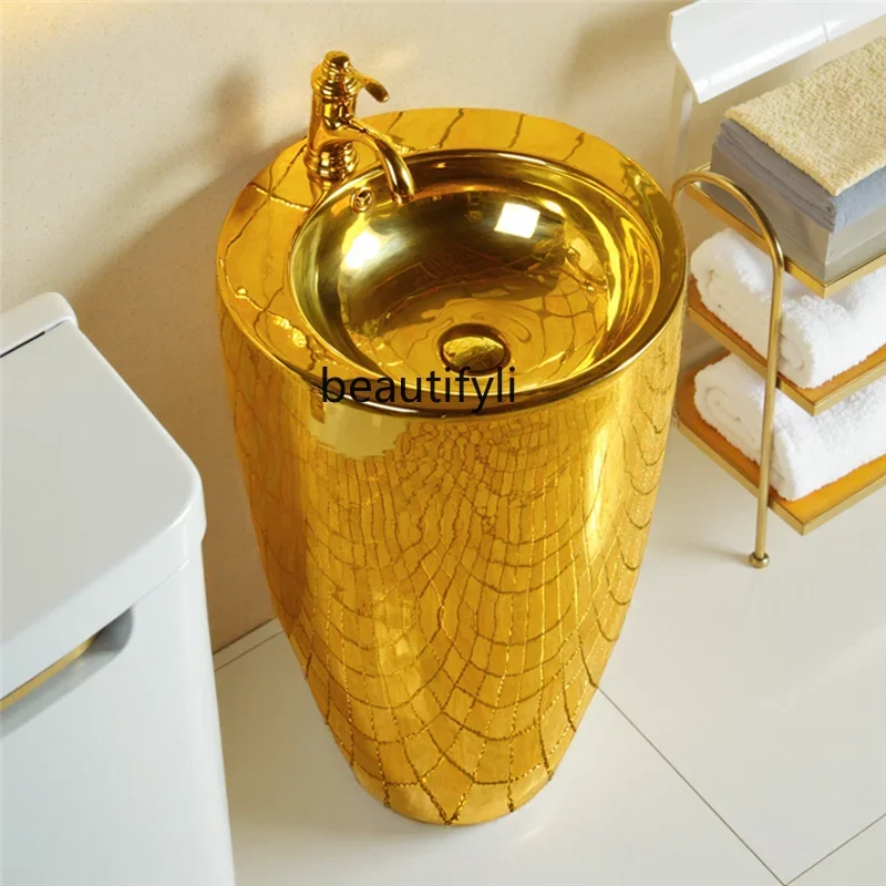 ss1001 New European-style golden column wash basin, bright golden texture integrated floor design, bathroom washing artifact
ss1001 New European-style golden column wash basin, bright golden texture integrated floor design, bathroom washing artifact