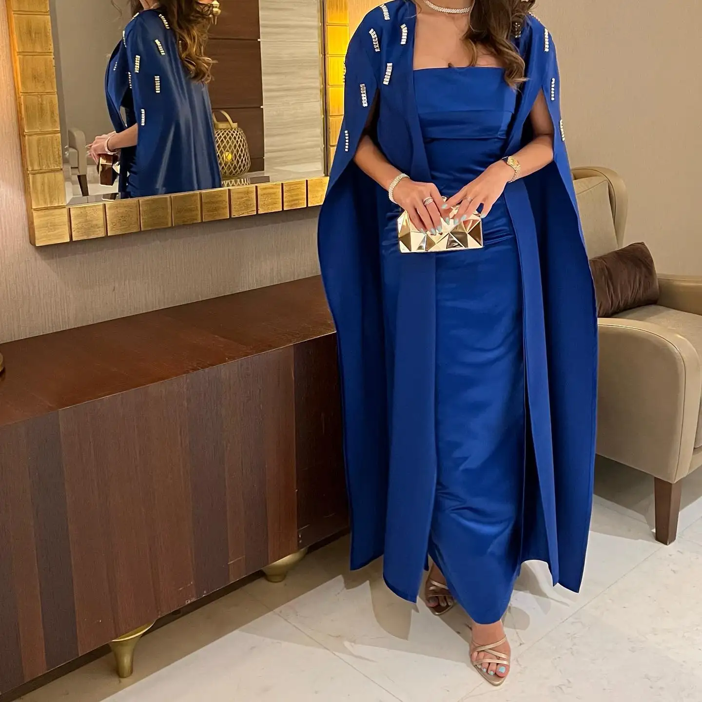 Customized Temperament Strapless Jersey Sleeveless Crystal Evening Dresses Elegant Ankle Length Celebrity Gowns Vestido De Noche
Customized Temperament Strapless Jersey Sleeveless Crystal Evening Dresses Elegant Ankle Length Celebrity Gowns Vestido De Noche