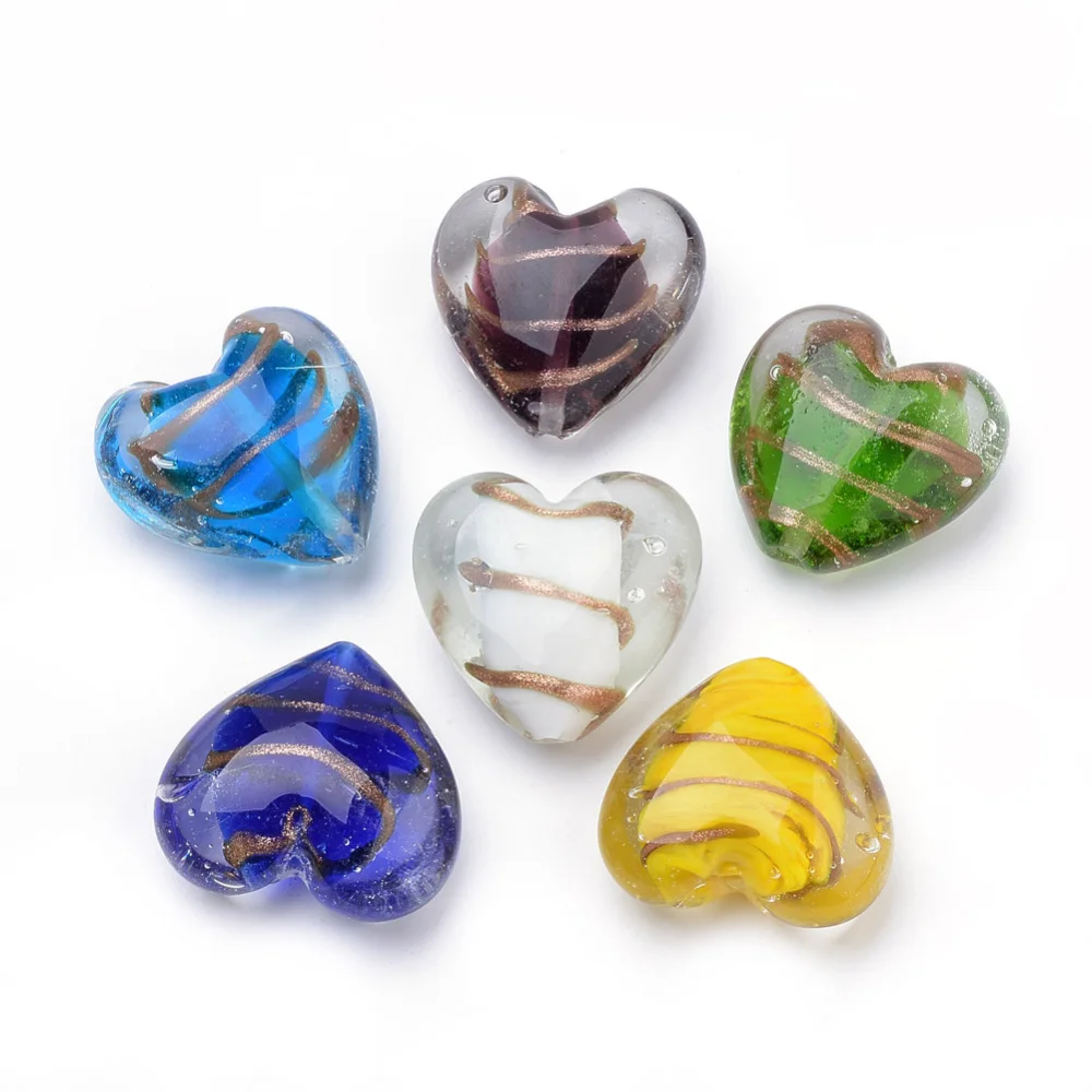 30pcs Handmade Gold Sand Lampwork Heart Beads Mix Color for jewelry making DIY Lovely bracelet necklace earring Gifts,Hole:2~3mm
30pcs Handmade Gold Sand Lampwork Heart Beads Mix Color for jewelry making DIY Lovely bracelet necklace earring Gifts,Hole:2~3mm