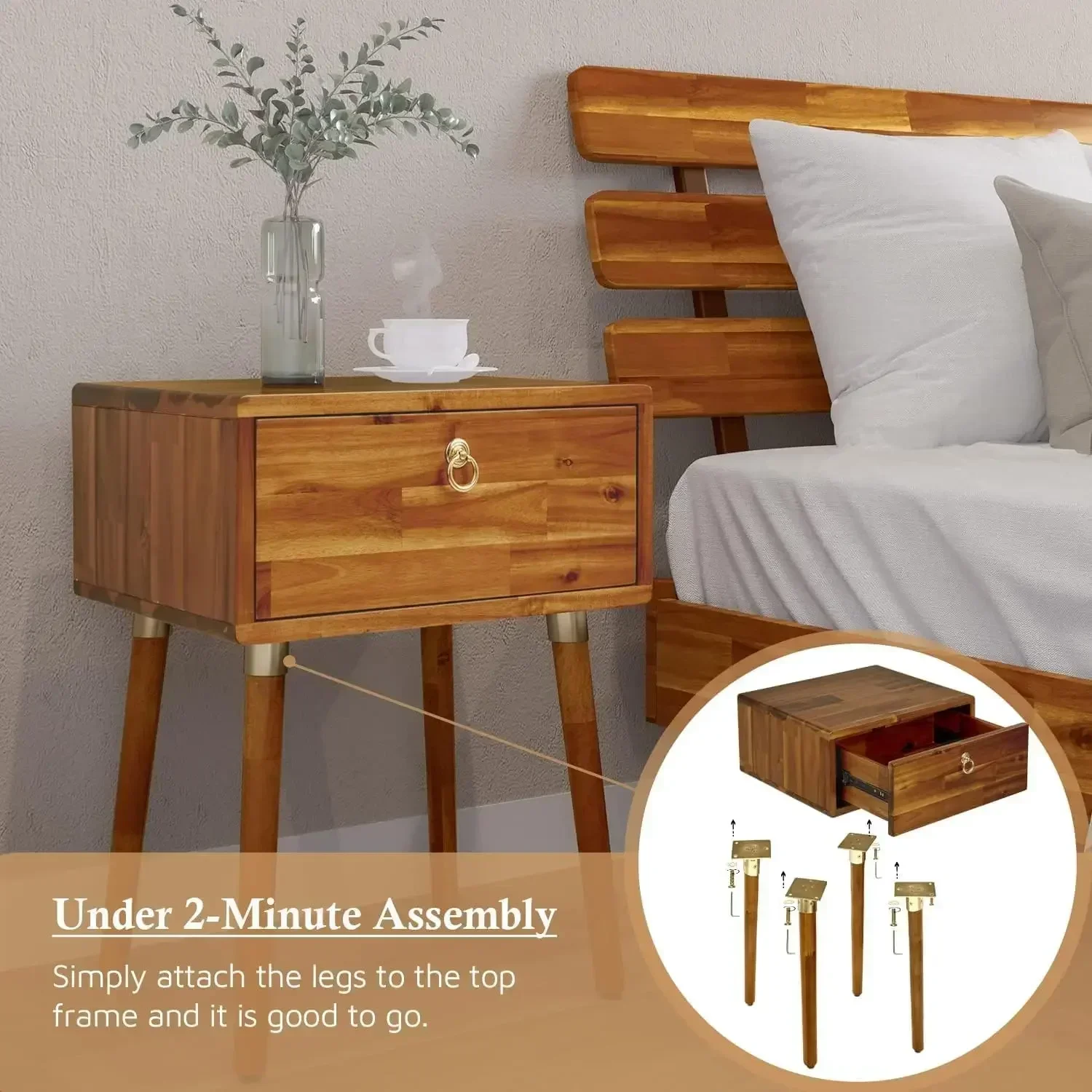 XMSJ.Solid Wood Nightstand/Side Table/End Table, Fully Assembled, with 1-Drawer for Mid Century Bedroom and Living Room, Caramel
XMSJ.Solid Wood Nightstand/Side Table/End Table, Fully Assembled, with 1-Drawer for Mid Century Bedroom and Living Room, Caramel