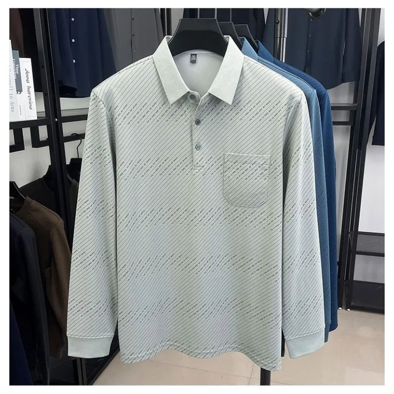 Middle-aged Men's New Autumn Solid Color Printed Long-sleeved T-shirt Pocket Loose Casual POLO Shirt Dad's Top
Middle-aged Men's New Autumn Solid Color Printed Long-sleeved T-shirt Pocket Loose Casual POLO Shirt Dad's Top