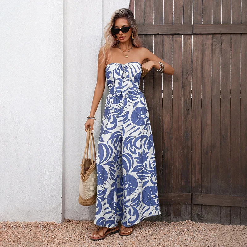 Summer Vacation Jumpsuit With Strapless Green Leaf Print Backless Strap Women Jumpsuits Macacao Femininos Elegante 여성여름옷
Summer Vacation Jumpsuit With Strapless Green Leaf Print Backless Strap Women Jumpsuits Macacao Femininos Elegante 여성여름옷
