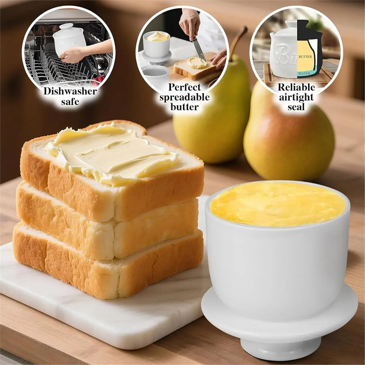 A78I Butter Crock with Improved Lid Porcelain French Butter Dish Keeper Butter Dish Keeper for Spreadable Butter
A78I Butter Crock with Improved Lid Porcelain French Butter Dish Keeper Butter Dish Keeper for Spreadable Butter