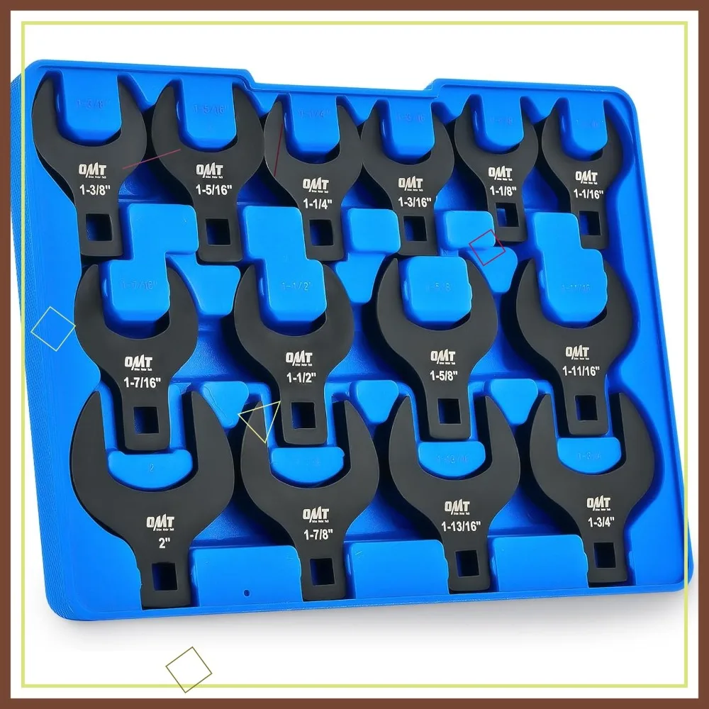 14-Piece SAE Jumbo Crowfoot Wrench Set for 1-1/16" to 2" Flare Nuts, 1/2" Drive, Cr-V Steel with Case
14-Piece SAE Jumbo Crowfoot Wrench Set for 1-1/16" to 2" Flare Nuts, 1/2" Drive, Cr-V Steel with Case