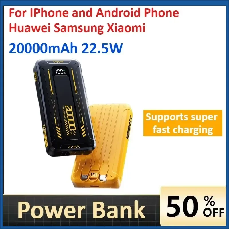 20000mAh 22.5W Fast Charging Power Bank for IPhone and Android Phone Huawei Samsung Xiaomi Portable Charger
20000mAh 22.5W Fast Charging Power Bank for IPhone and Android Phone Huawei Samsung Xiaomi Portable Charger