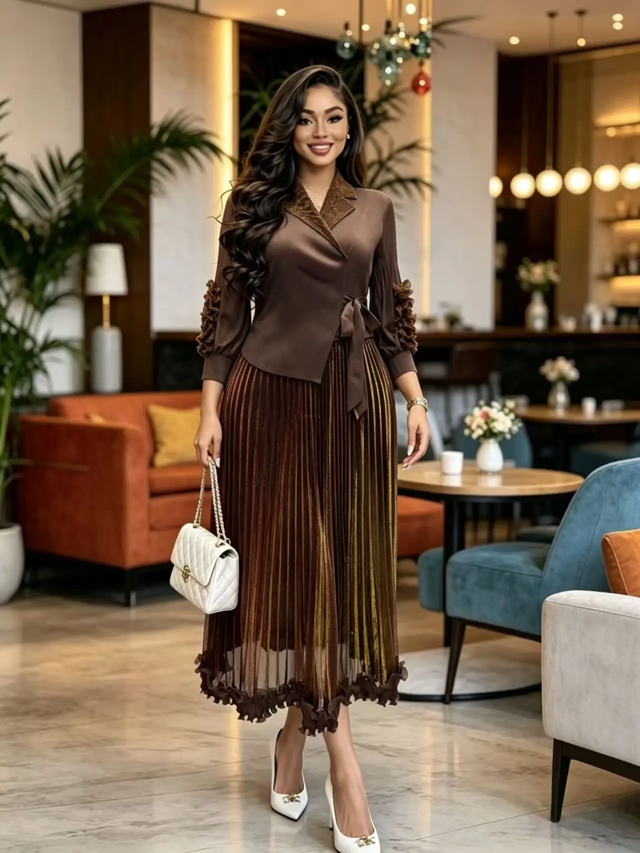 Miyake Pleats 2026 Summer New Bronzing Suit Collar Fake Two Women's Glossy Fashion Loose Long Dress
Miyake Pleats 2026 Summer New Bronzing Suit Collar Fake Two Women's Glossy Fashion Loose Long Dress