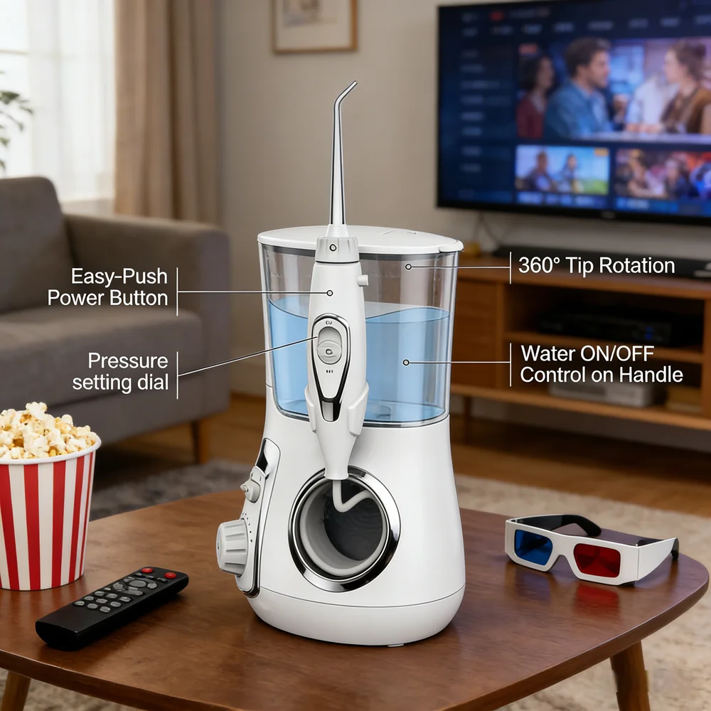 800ML Desktop Dental Water Jet Flosser, IPX7 Waterproof 360° Irrigation 10 Modes 5 Nozzles, Specialized Oral Care
800ML Desktop Dental Water Jet Flosser, IPX7 Waterproof 360° Irrigation 10 Modes 5 Nozzles, Specialized Oral Care