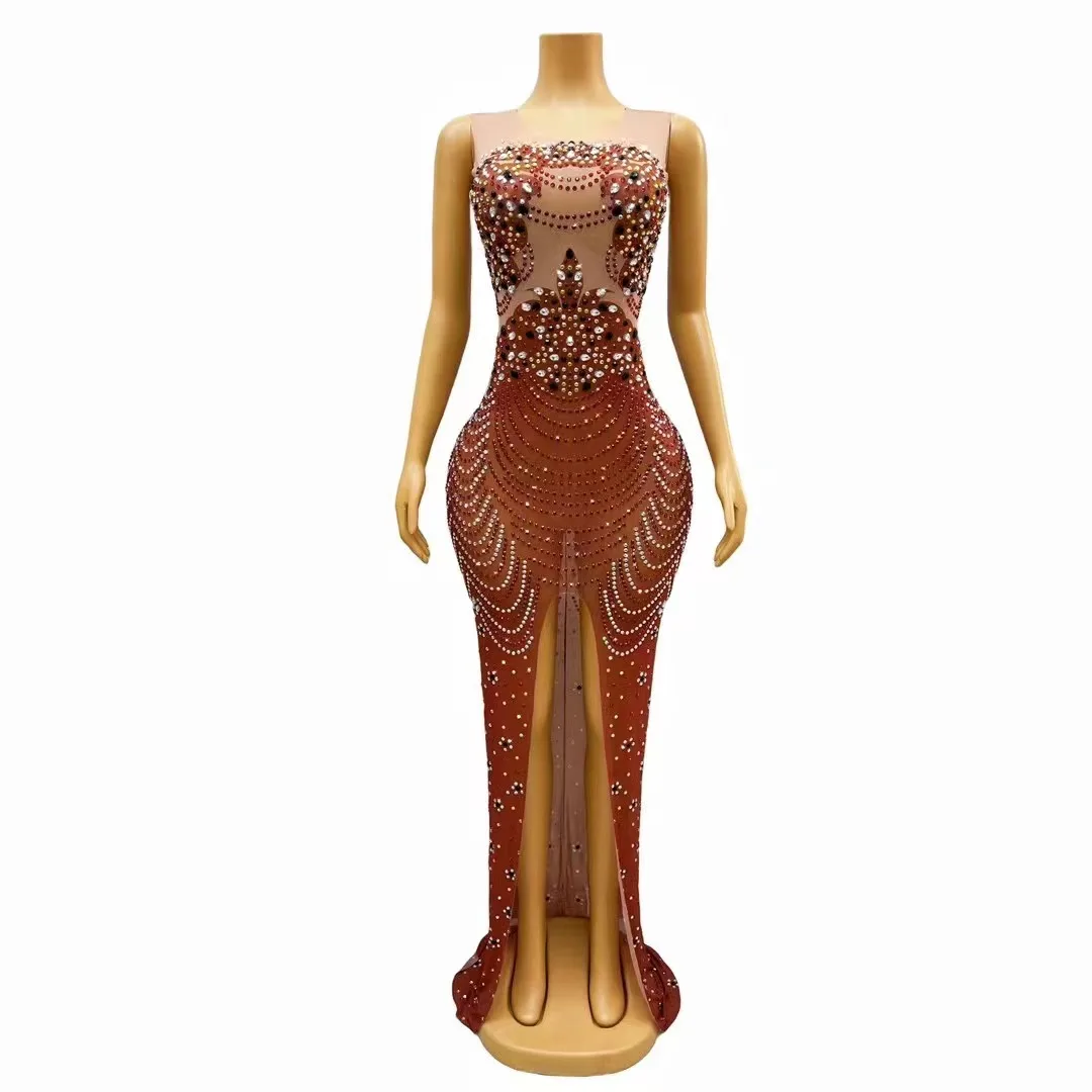 Stage Flashing Black Red Rhinestones Split Dress Birthday Celebrate Evening Costume Sexy Dance Sleeveless Photoshoot Dress
Stage Flashing Black Red Rhinestones Split Dress Birthday Celebrate Evening Costume Sexy Dance Sleeveless Photoshoot Dress