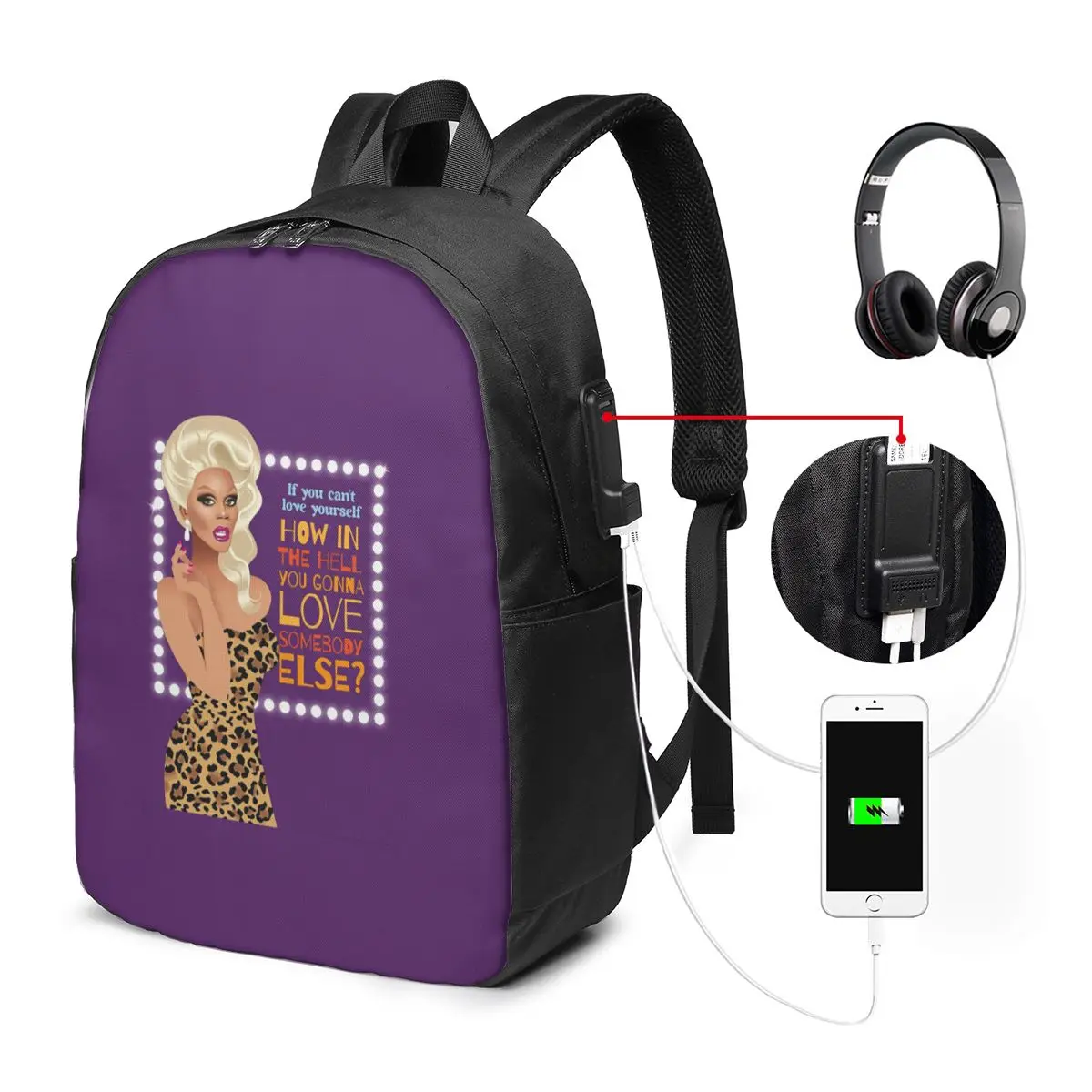 Drag Race Rupaul RPDR Backpack Travel Notebook Bag Computer College Student School Bag Laptop Shoulder Bags