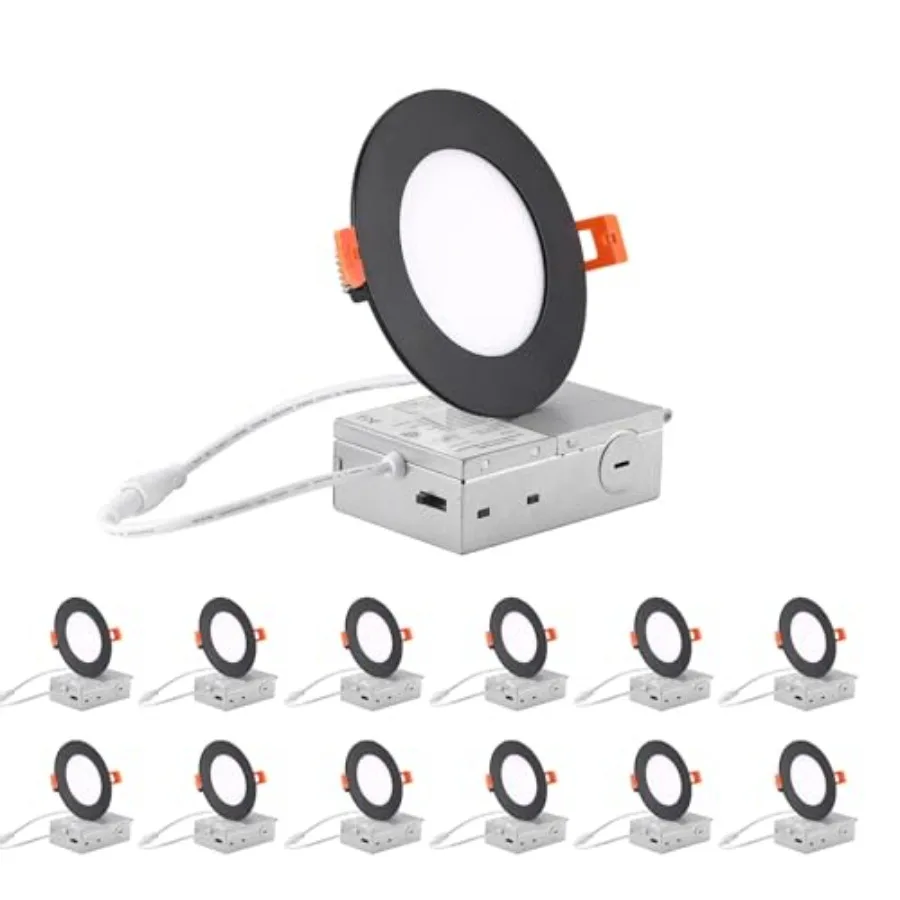 4-Inch LED Recessed Lighting - 9W Ultra-Thin LED Ceiling Lights2700-5000K Selectable 5CCT Dimmable Canless Wafer Downlight 800L
4-Inch LED Recessed Lighting - 9W Ultra-Thin LED Ceiling Lights2700-5000K Selectable 5CCT Dimmable Canless Wafer Downlight 800L