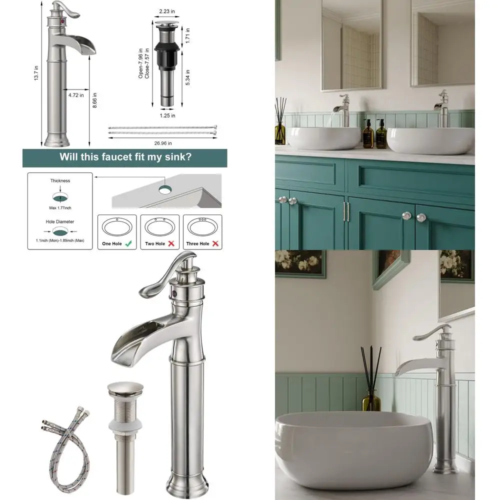 Высокий смеситель для раковины с одним отверстием и одной ручкой, выдвижной слив и линия подачи из матового никеля
Высокий смеситель для раковины с одним отверстием и одной ручкой, выдвижной слив и линия подачи из матового никеля