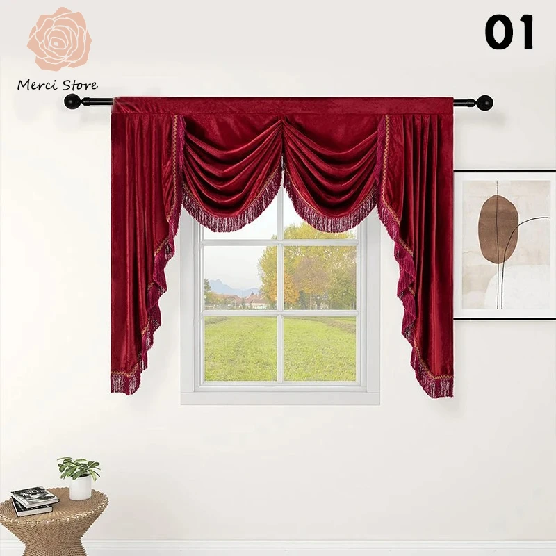 Luxury European Style Valance Tassel Wave Valance Velvet Short Curtain Head Living Room Bedroom Wedding Party Background Decor
Luxury European Style Valance Tassel Wave Valance Velvet Short Curtain Head Living Room Bedroom Wedding Party Background Decor