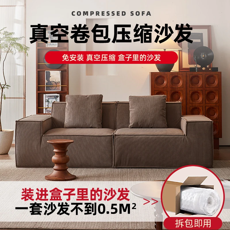 Vintage In Mid-Century Style, Corduroy Cube-Shaped, Straight-Line Compressed Roll-Pack Vacuum Pure Foam Sofa For
Vintage In Mid-Century Style, Corduroy Cube-Shaped, Straight-Line Compressed Roll-Pack Vacuum Pure Foam Sofa For
