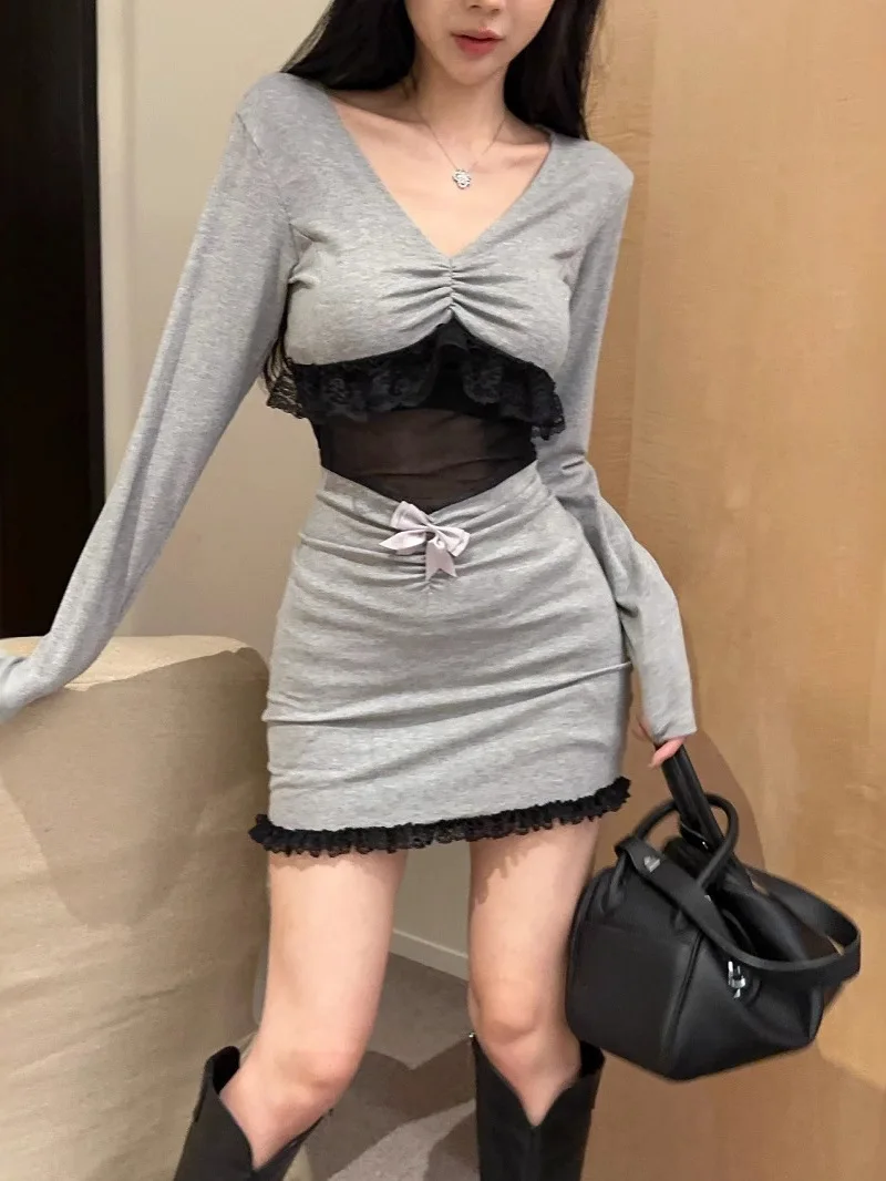Unique Design Bow Tie Long Sleeved Patchwork Fashion Sexy Spicy Girl Pure Desire Slim Hip Hugging Dress Elegant Sweet Dress F58V
Unique Design Bow Tie Long Sleeved Patchwork Fashion Sexy Spicy Girl Pure Desire Slim Hip Hugging Dress Elegant Sweet Dress F58V