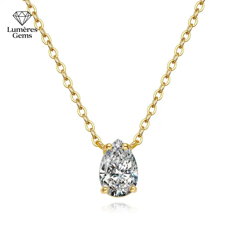 Ladies’ S925 Sterling Silver 24K Gold Plated Necklace - Teardrop Pear-Shaped 1.5 CT Moissanite, Simple & Versatile Style
Ladies’ S925 Sterling Silver 24K Gold Plated Necklace - Teardrop Pear-Shaped 1.5 CT Moissanite, Simple & Versatile Style