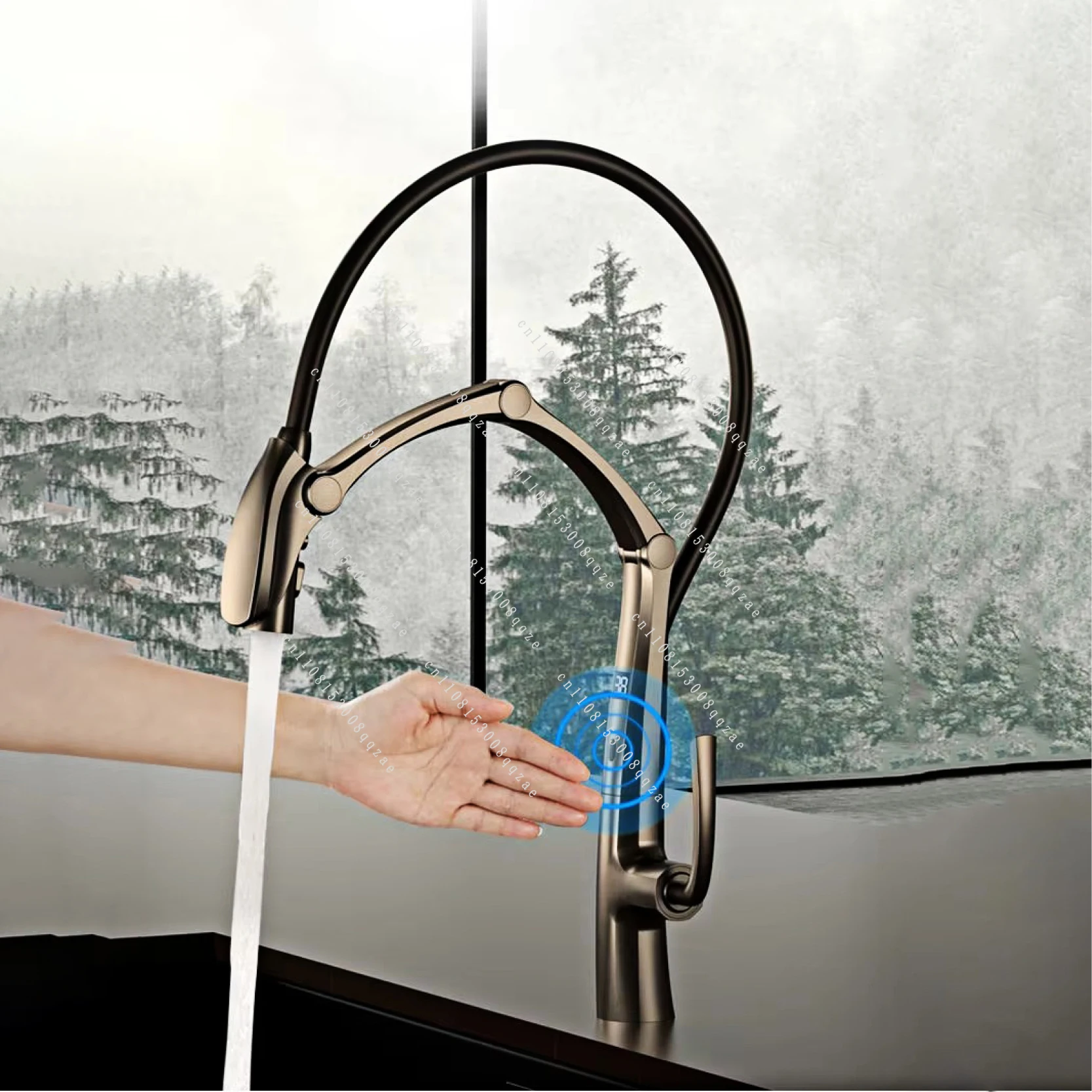 Gunmetal Brass Kitchen Faucet with LED Display,Sensor&Pull-Out 3-Function Spray,Touchless High Pressure Water-Saving Tap
Gunmetal Brass Kitchen Faucet with LED Display,Sensor&Pull-Out 3-Function Spray,Touchless High Pressure Water-Saving Tap