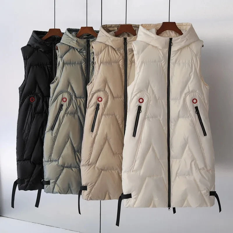Cotton Vest Winter Long Womens Jacket Hooded Pockets Sleeveless Jacket Female 2023 New Ladies Elegant Waistcoat Warm Outerwear
Cotton Vest Winter Long Womens Jacket Hooded Pockets Sleeveless Jacket Female 2023 New Ladies Elegant Waistcoat Warm Outerwear