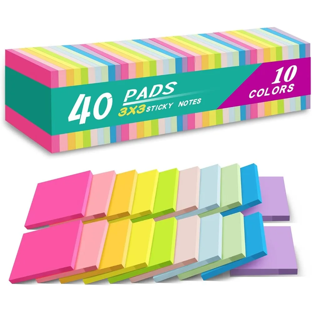 (40 Pads) Sticky Notes 3x3 in,Bright Colors Notepads,Colorful Stickies,Super Sticking Power,Memo Note Pads,Post on Doors,Office,School,Strong Adhesive,Recyclable,Easy to Write on,Hold Well
(40 Pads) Sticky Notes 3x3 in,Bright Colors Notepads,Colorful Stickies,Super Sticking Power,Memo Note Pads,Post on Doors,Office,School,Strong Adhesive,Recyclable,Easy to Write on,Hold Well