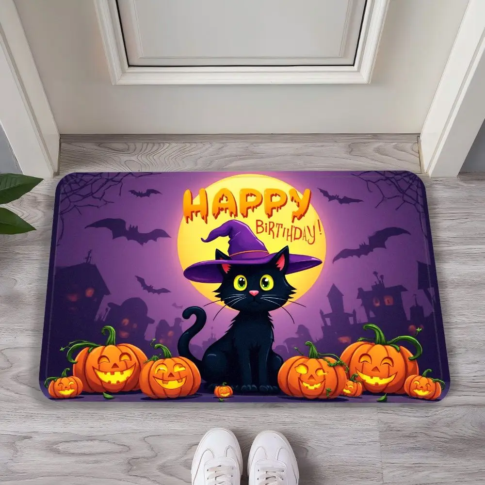 VIKAMA Purple Birthday Mat Funny Pumpkin Patch and Witch Cat Design
VIKAMA Purple Birthday Mat Funny Pumpkin Patch and Witch Cat Design
